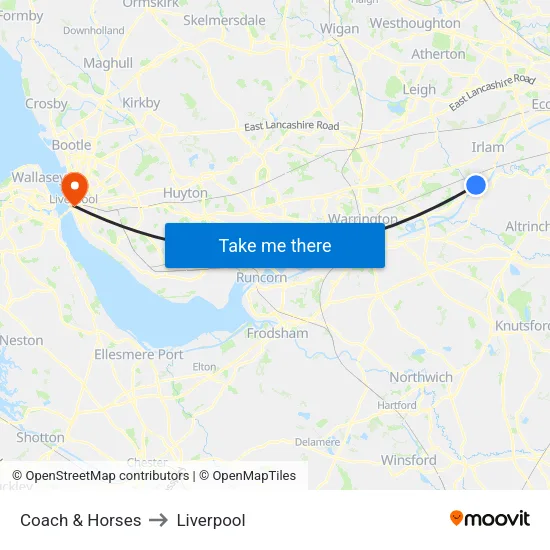 Coach & Horses to Liverpool map