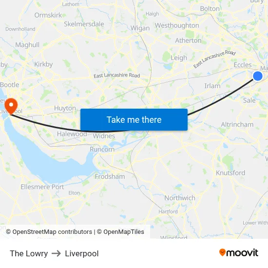 The Lowry to Liverpool map