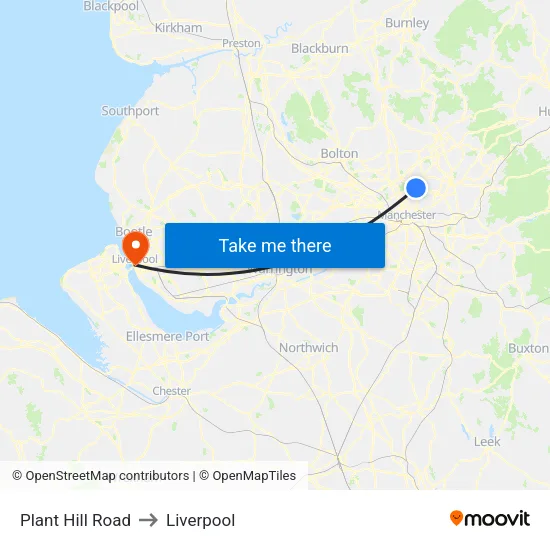 Plant Hill Road to Liverpool map