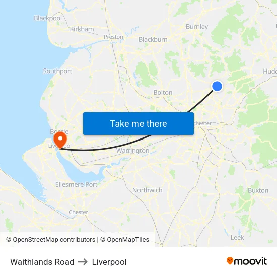 Waithlands Road to Liverpool map