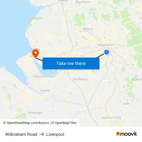 Wilbraham Road to Liverpool map