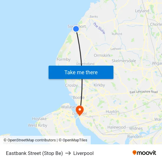 Eastbank Street to Liverpool map