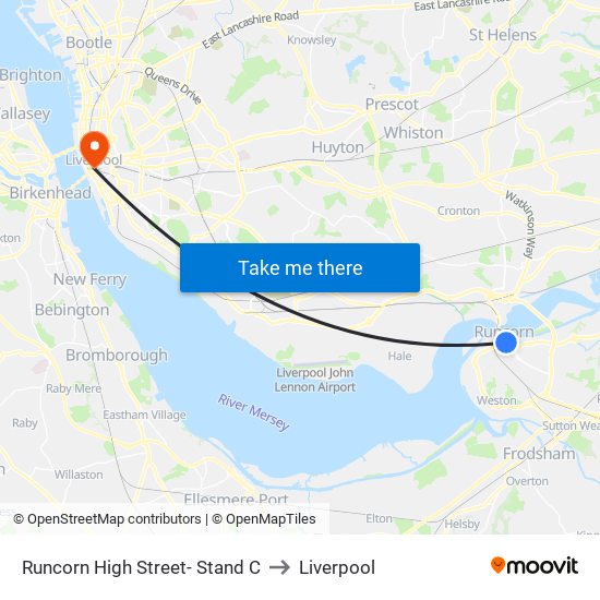 Runcorn High Street- Stand C to Liverpool map