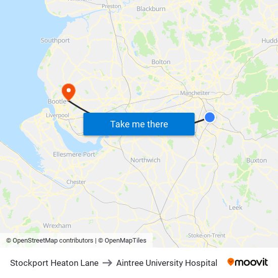 Stockport Heaton Lane to Aintree University Hospital map