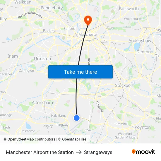 Manchester Airport the Station to Strangeways map
