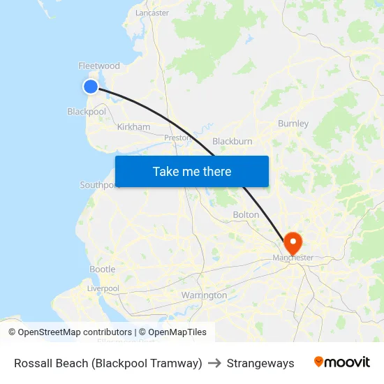 Rossall Beach (Blackpool Tramway) to Strangeways map