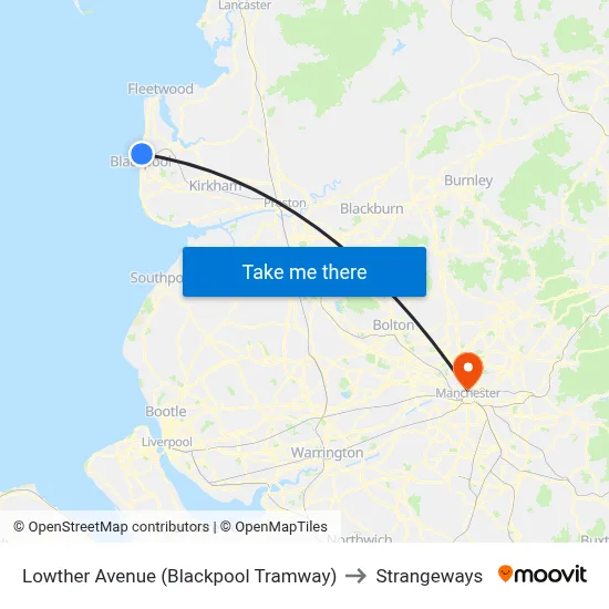 Lowther Avenue (Blackpool Tramway) to Strangeways map