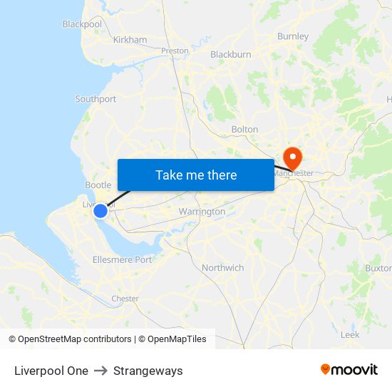 Liverpool One to Strangeways map