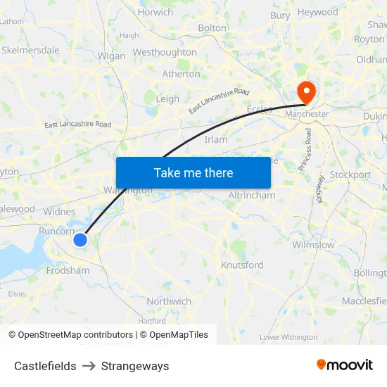 Castlefields to Strangeways map
