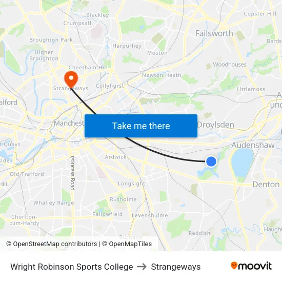 Wright Robinson Sports College to Strangeways map