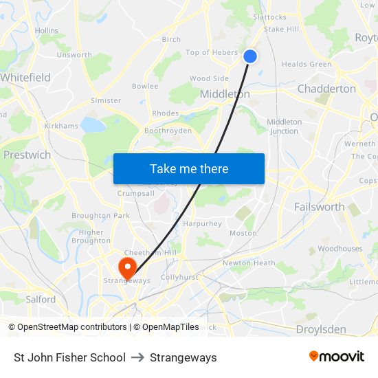 St John Fisher School to Strangeways map