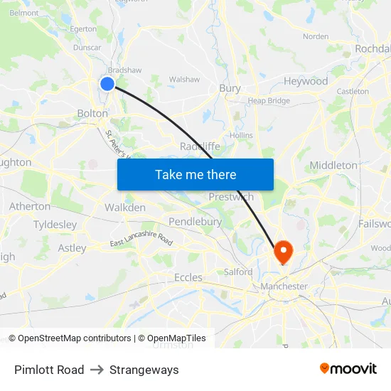 Pimlott Road to Strangeways map