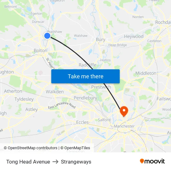 Tong Head Avenue to Strangeways map