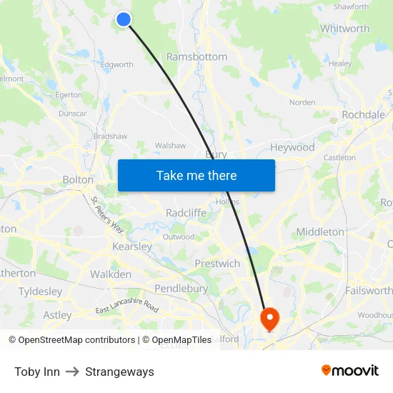 Toby Inn to Strangeways map