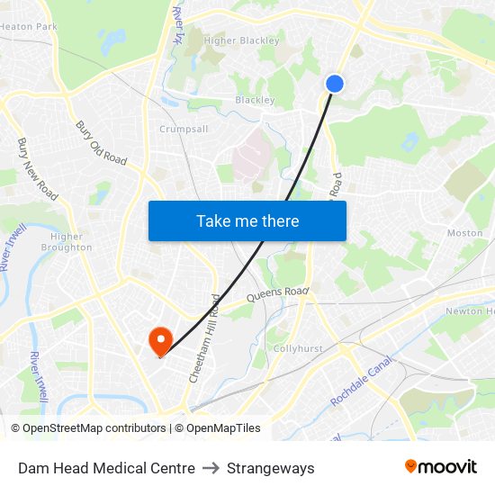 Dam Head Medical Centre to Strangeways map