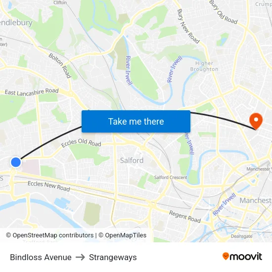Bindloss Avenue to Strangeways map