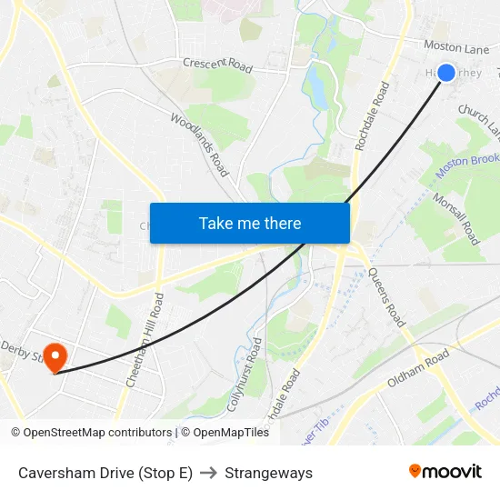 Lidl Harpurhey to Strangeways map