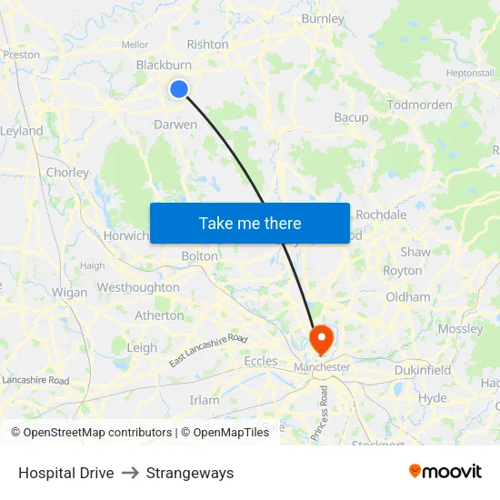 Hospital Drive to Strangeways map