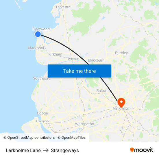 Larkholme Lane to Strangeways map
