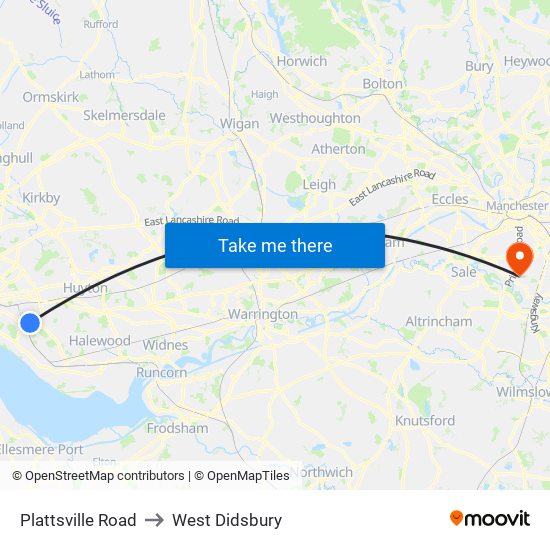 Plattsville Road to West Didsbury map