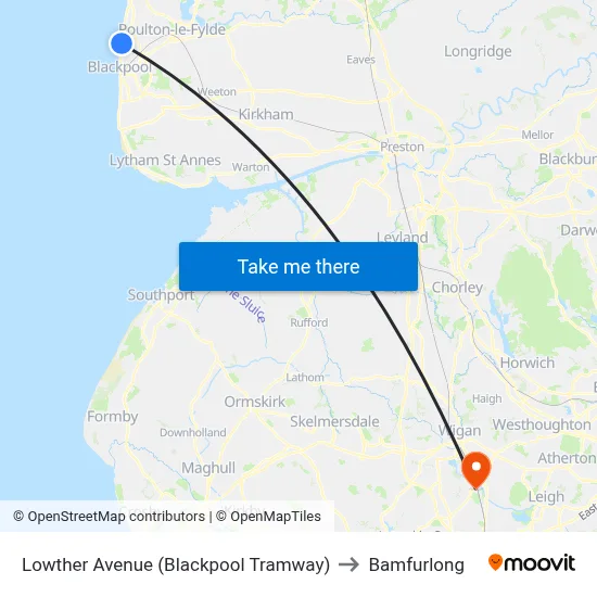 Lowther Avenue (Blackpool Tramway) to Bamfurlong map