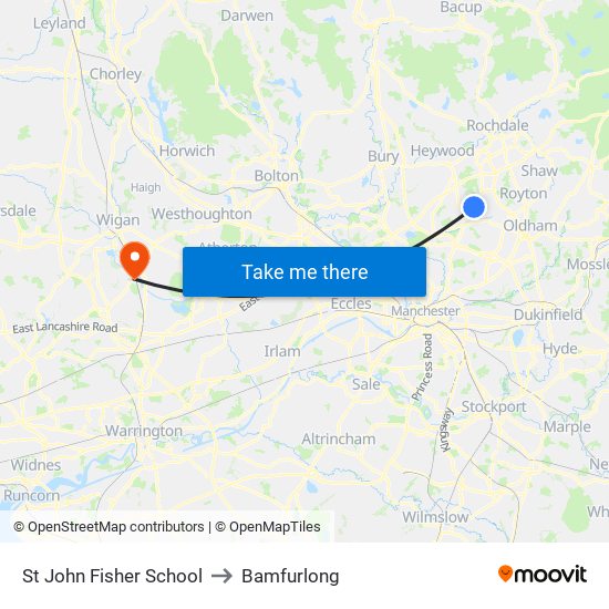St John Fisher School to Bamfurlong map