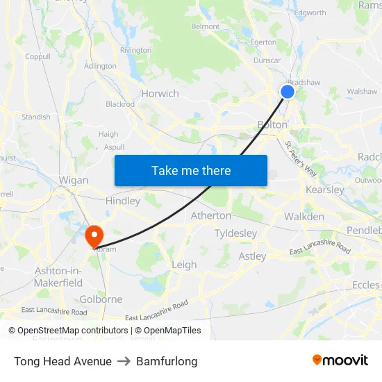 Tong Head Avenue to Bamfurlong map