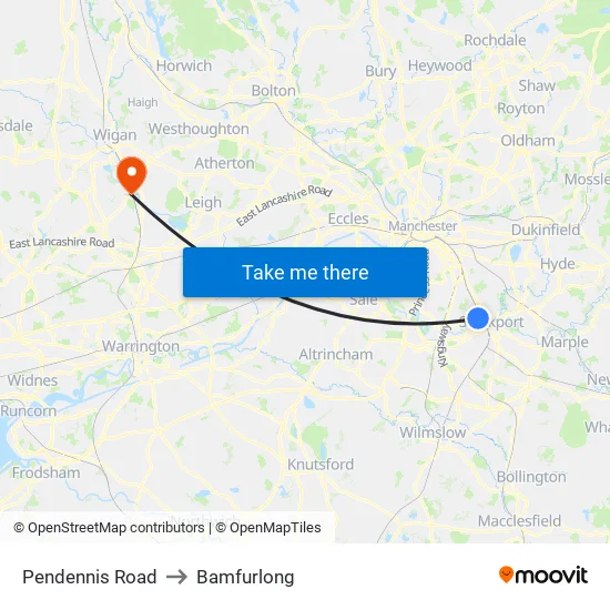 Pendennis Road to Bamfurlong map