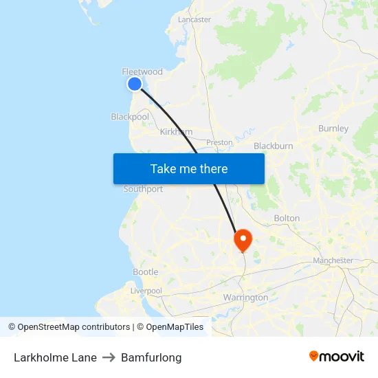 Larkholme Lane to Bamfurlong map