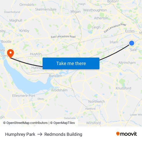 Humphrey Park to Redmonds Building map