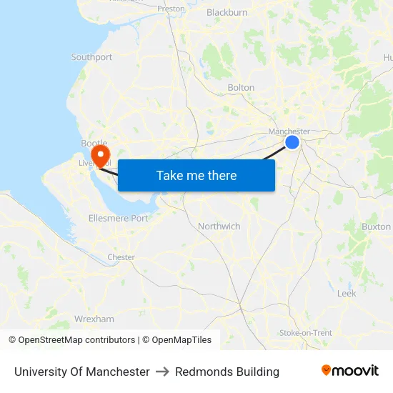University Of Manchester to Redmonds Building map