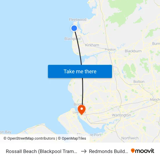 Rossall Beach (Blackpool Tramway) to Redmonds Building map