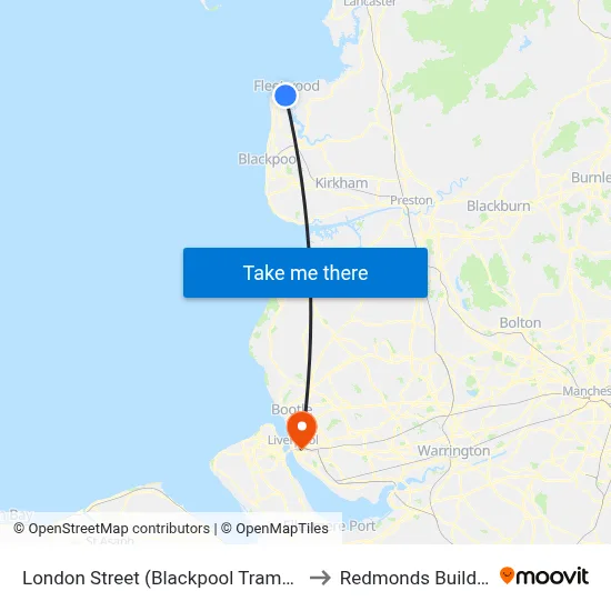 London Street (Blackpool Tramway) to Redmonds Building map