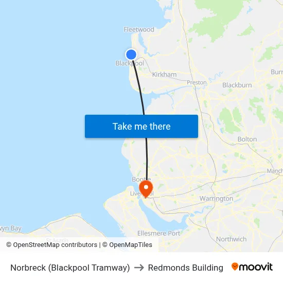 Norbreck (Blackpool Tramway) to Redmonds Building map