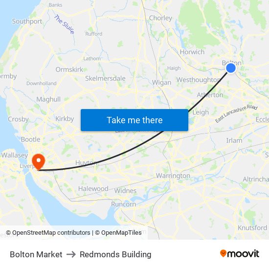 Bolton Market to Redmonds Building map