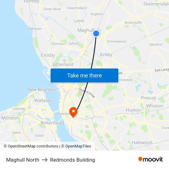 Maghull North to Redmonds Building map