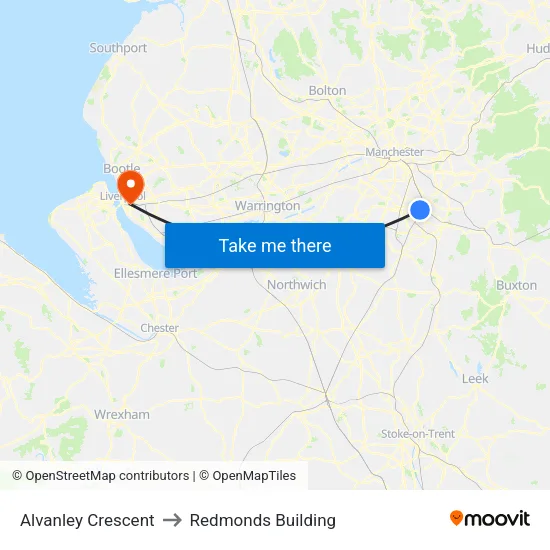 Alvanley Crescent to Redmonds Building map