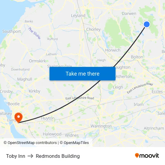 Toby Inn to Redmonds Building map