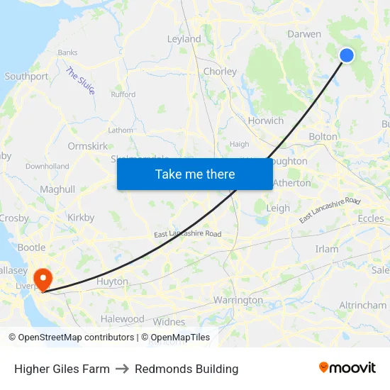 Higher Giles Farm to Redmonds Building map