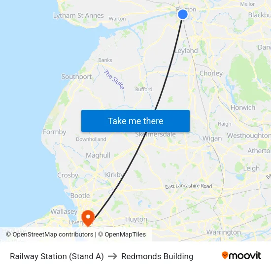 Railway Station to Redmonds Building map