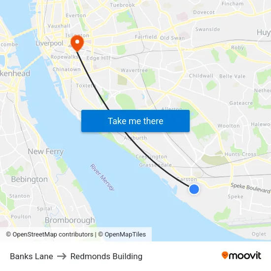 Banks Lane to Redmonds Building map