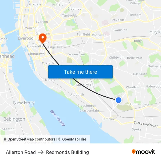 Allerton Road to Redmonds Building map
