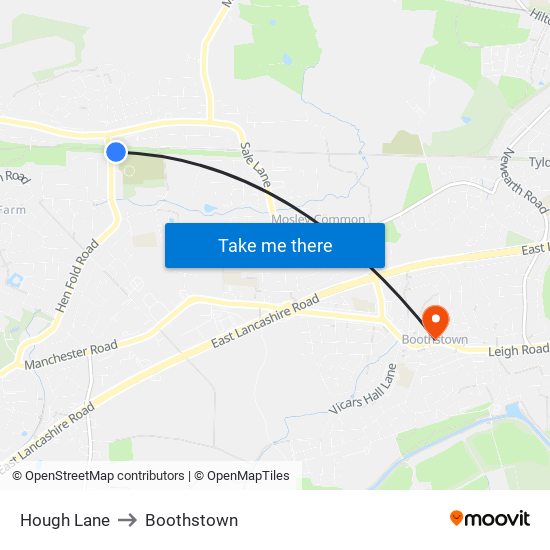 Hough Lane to Boothstown map