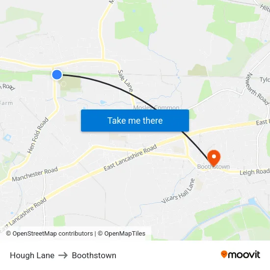 Hough Lane to Boothstown map