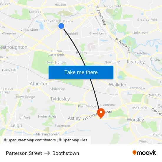 Patterson Street to Boothstown map
