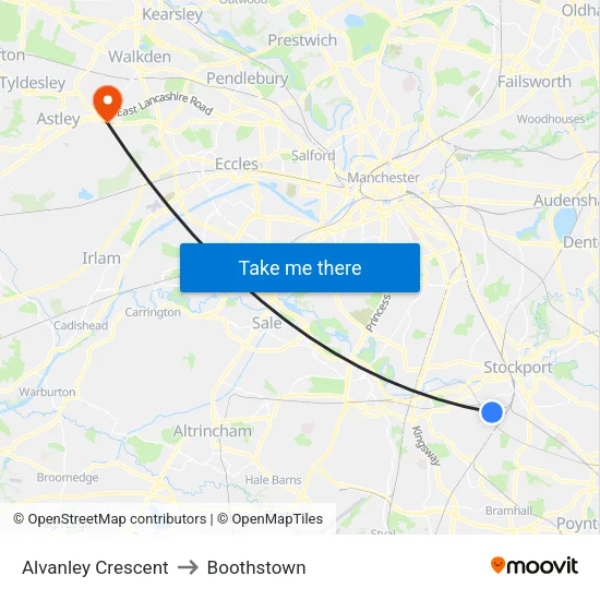 Alvanley Crescent to Boothstown map
