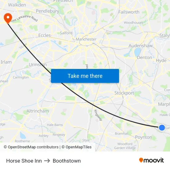 Horse Shoe Inn to Boothstown map