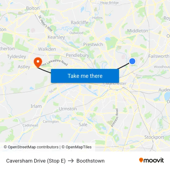 Lidl Harpurhey to Boothstown map