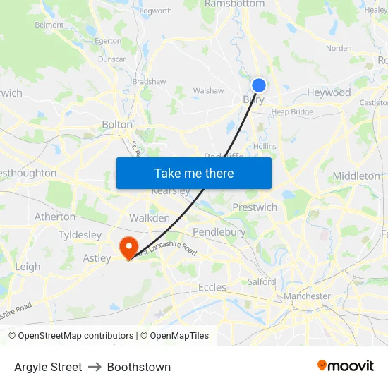 Argyle Street to Boothstown map