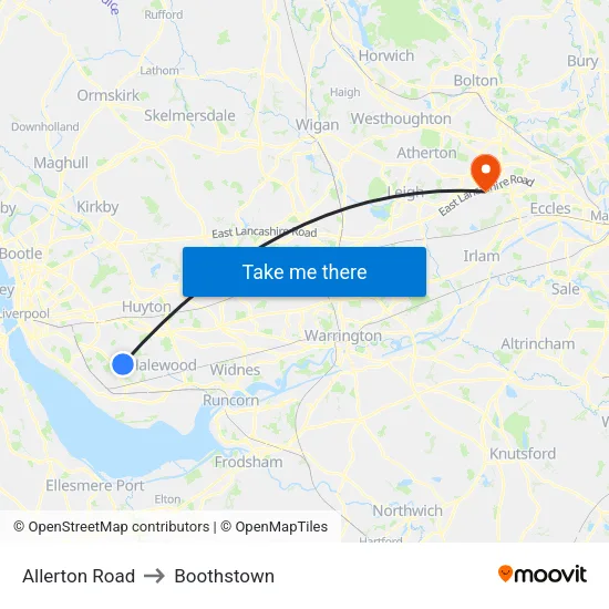 Allerton Road to Boothstown map
